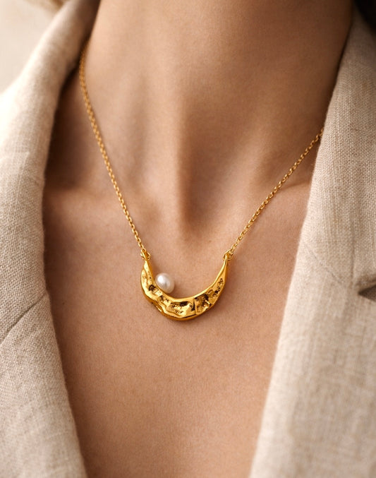 Elegante Edelstahl-Halskette mit Perle – 18K Vergoldet