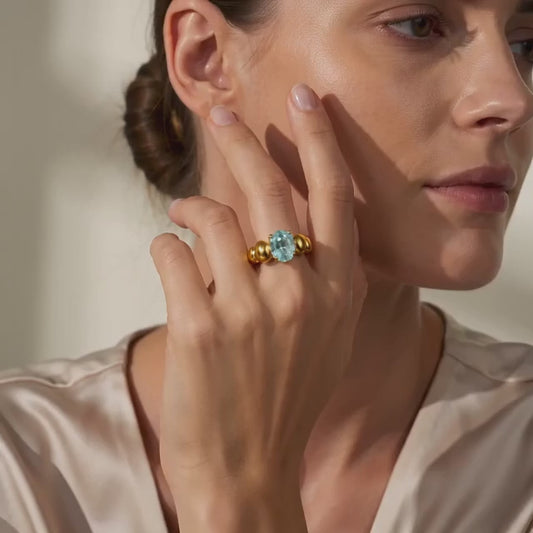 Eleganter Damenring aus Edelstahl – Gold & Zirkonia