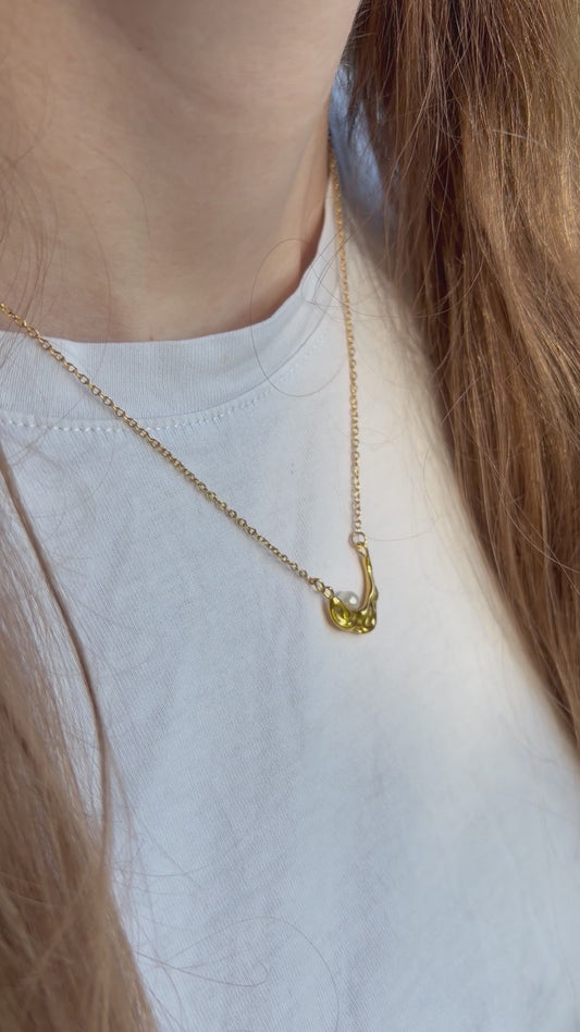 Elegante Edelstahl-Halskette mit Perle – 18K Vergoldet